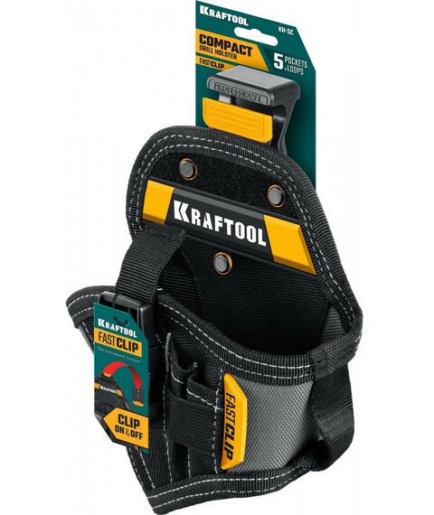 Кобура для компактного шуруповерта KRAFTOOL KH-5C с быстросъёмным креплением FastClip, 5 карманов и петель [38770] фотографии