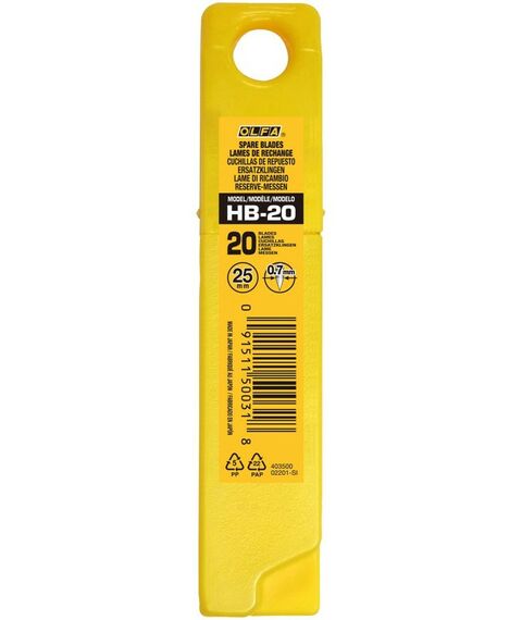 Cегментированные лезвия OLFA OL-HB-20 25 мм, 20 шт, в пластиковом кейсе фотографии