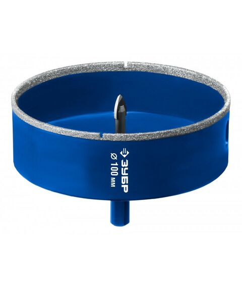 Алмазная коронка Зубр Профессионал АГК d 100 мм центр. сверло, трехгр. хвост, Р60 [29850-100] фотографии