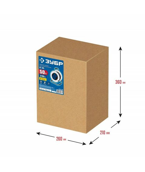 Силовой удлинитель на стальной катушке Зубр Профессионал КГ-315 КГ, 3 x 1.5 мм2, 50 м, 3700 Вт, IP44 [55080-50_z01] фотографии