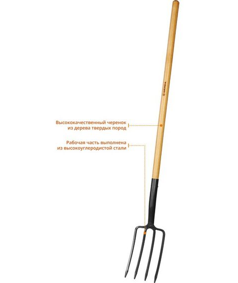Вилы садовые GRINDA PROLine 280 x 180 x 1500 мм антикор. покрытие, деревянный черенок [39725] фотографии