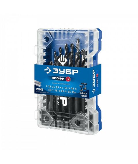 Набор сверл по металлу для винтовёртов и шуруповертов Зубр IMPACT READY НЕХ-1/4" 19 шт [29623-H19] фотографии