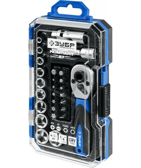 Универсальный набор инструмента Зубр Профессионал Компакт-27 27 предметов [27642-H27] фотографии