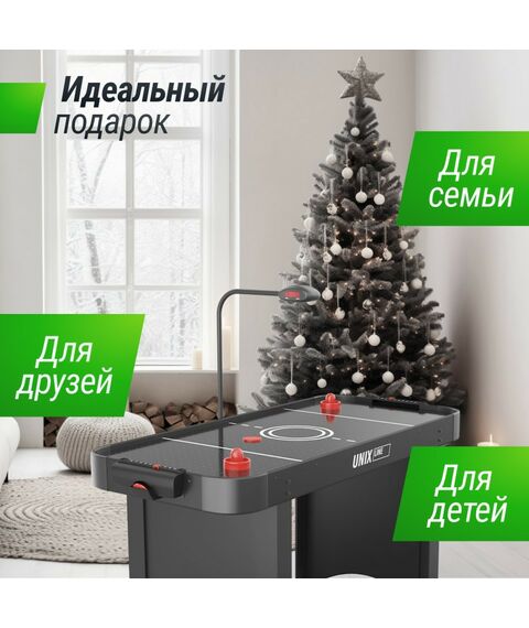 Игровой стол UNIX line Аэрохоккей Black 142х64 cм фотографии