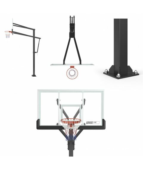 Баскетбольная стойка стационарная UNIX line B-Stand-TG PRO 72"x42" R45 H230-305 см фотографии