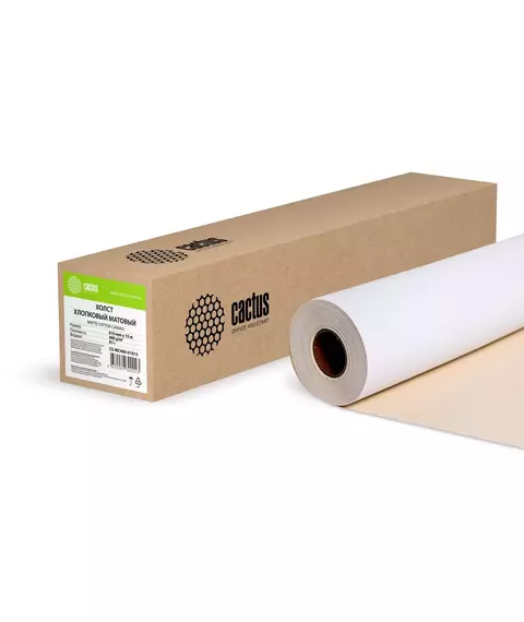Холст Cactus CS-MC400-61015 24"(A1) 610мм-15.2м/400г/м2/белый хлопок для струйной печати втулка: 50.8мм (2") фотографии