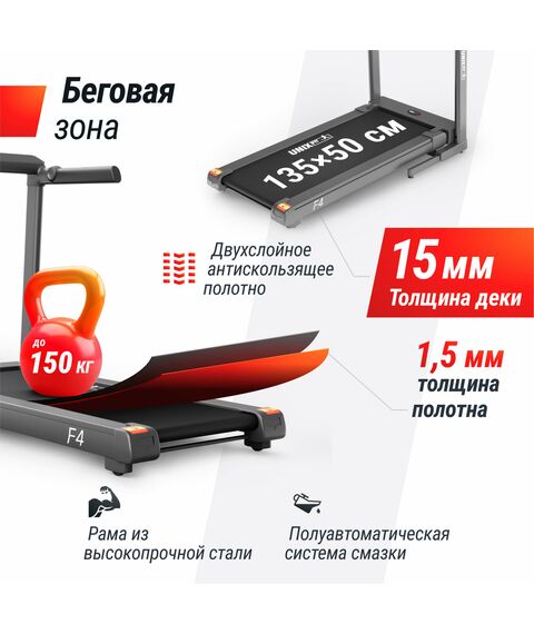 Беговая дорожка UNIX Fit Hi-tech F4 Space Grey фотографии
