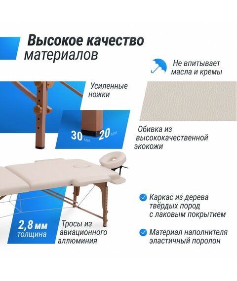Массажный стол UNIX Med Standard 3 Section Beige фотографии
