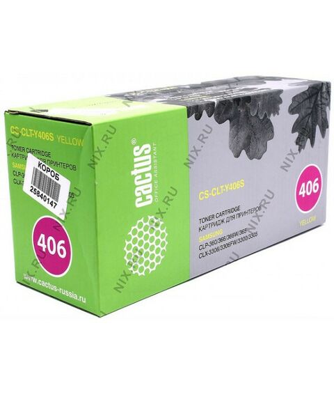 Для Samsung (совместимые): Тонер-картридж Cactus CS-CLT-Y406S Yellow для Samsung CLP-360/365/366, CLX-3300/3305/3306 фотографии