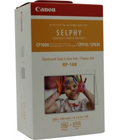 Для Canon (оригинал): Набор для фотопринтера Canon RP-108 картридж для Selphy CP-820/910/1000, бумага 108л. 100x148mm фотографии