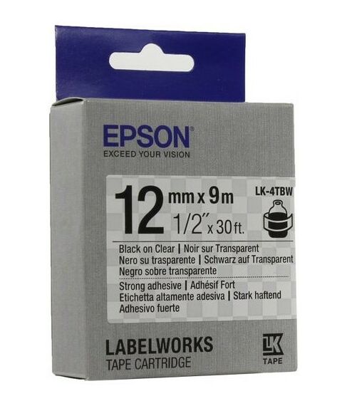 Для Epson (оригинал): Термотрансферная лента Epson LK-4TBW 12мм x 9м, Black on Clear [C53S654015] фотографии