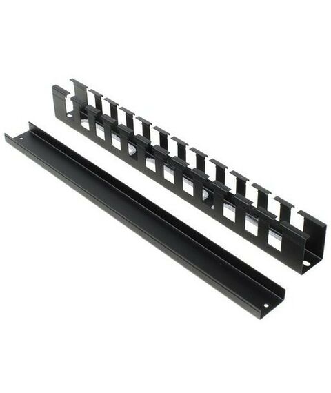 Шкафы и стойки: Кабельный органайзер  NT CO-HО.СМ B 19", чёрный горизонтальный 1U, с  отверстиями, с крышкой фотографии