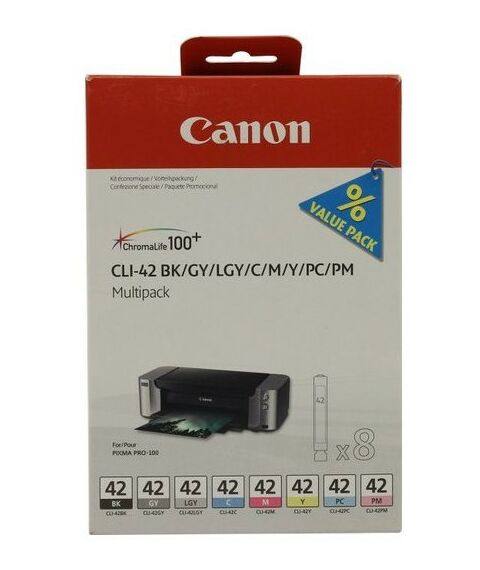 Для Canon (оригинал): Комплект картриджей Canon CLI-42 BK/GY/LGY/C/M/Y/PC/PM Multipack для PIXMA PRO-100 фотографии