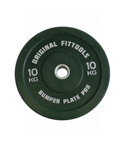 Диски d 50: Диск бамперный Original FitTools FT-BPG-10 10 кг, зеленый фотографии