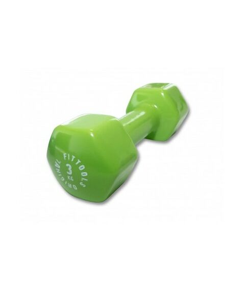 Гантели для фитнеса: Гантель Original FitTools FT-VWB-3 в виниловой оболочке 3 кг (Цвет - зеленый) фотографии