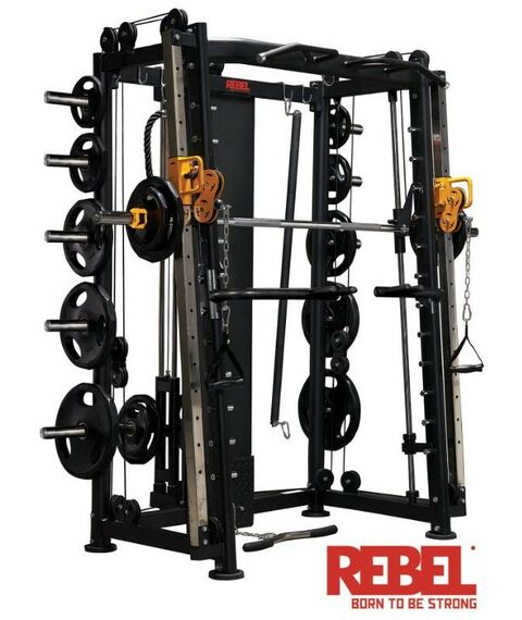 Свободные веса: Мультикомплекс на базе Машины Смита с кроссовером Rebel F3 Максимальная нагрузка 250 кг (на гриф), 150 кг (на турник), диски в комплект не входят [RPC03F] фотографии