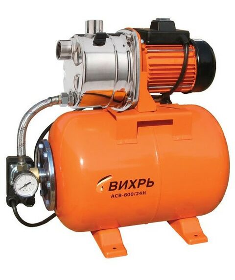 Насосы и насосные станции: Автоматическая станция водоснабжения Вихрь АСВ-800/24Н 40 м, 60 л/мин, 3.6 А, 800 Вт, 24 л фотографии