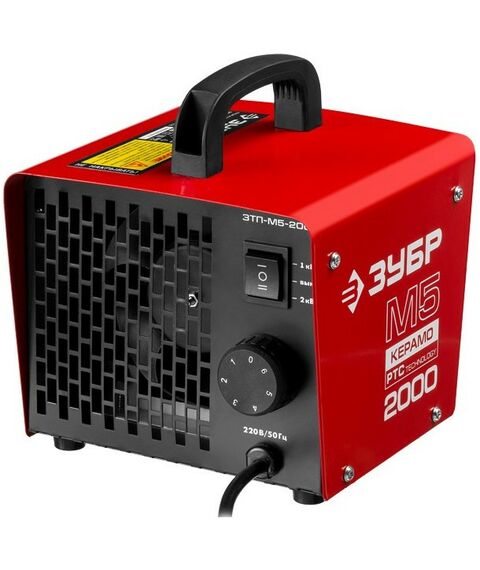 Тепловые пушки: Пушка тепловая керамическая Зубр М5-Керамо ЗТП-М5-2000 электрическая, РТС керамический нагревательный элемент, регулировка темп., 2 режима работы, 220В фотографии