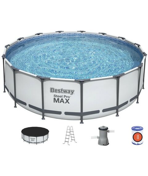 Бассейны: Бассейн каркасный BestWay Steel Pro Мах 457 х 122 см фильтр-насос, лестница, тент [56438] фотографии
