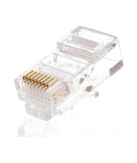 Кабель и разъемы: Разъемы Netlan EC-UP8P8C-5E-003-TR-1000 RJ45/8P8C, Кат.5e, с покрытием 3 мкд, универсальные, неэкранированные, уп-ка 1000 шт. фотографии