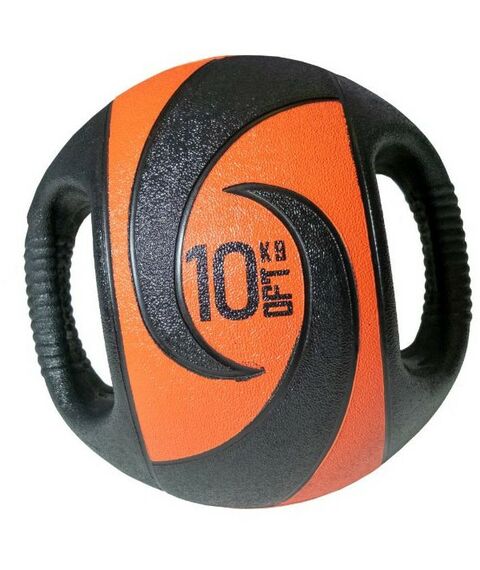 Фитнес оборудование: Мяч тренировочный (медицинбол) Original FitTools FT-DHMB-10 с хватами, 10 кг фотографии