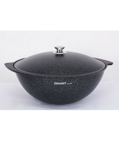 Сковороды, кастрюли, противни, дуршлаги: Казан для плова Кукмор Granit ultra blue 7,0л со стеклянной крышкой [кгг75а] фотографии