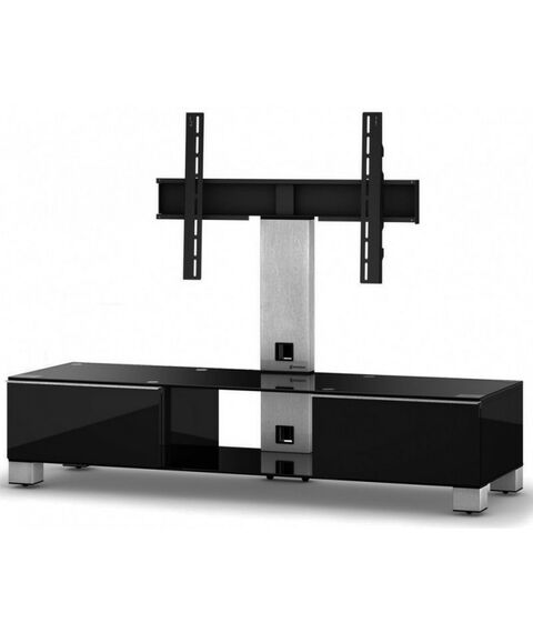 Тумбы и стойки для телевизоров: Стойка под телевизор Sonorous MD 8140-B-INX-BLK max ТВ 50кг,  1210х1400х440мм (ВхШхГ),  черное стекло / ножки стального цвета/ черные ящики фотографии