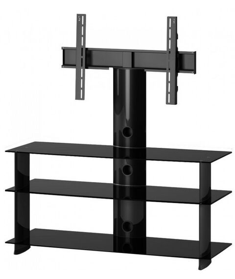 Тумбы и стойки для телевизоров: Стойка под телевизор Sonorous PL 2130 B-HBLK 3 полки, крепеж для ТВ, max нагрузка 50кг, поворот 35o, 1430х1200х440мм (ВхШхГ), черное стекло / черные ножки фотографии