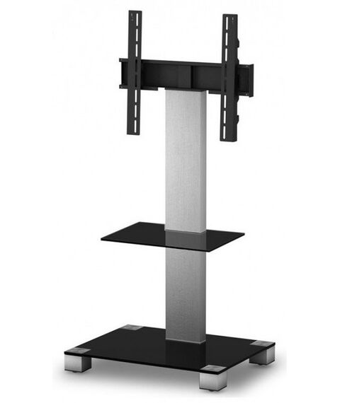 Тумбы и стойки для телевизоров: Стойка под телевизор Sonorous PL 2515-B-INX 2 полки, крепеж для ТВ, max нагрузка 50кг, поворот 35o, 1440х650х500мм  (ВхШхГ),  черное стекло / ножки стального цвета фотографии