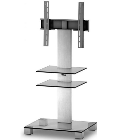 Тумбы и стойки для телевизоров: Стойка под телевизор Sonorous PL 2525-C-INX 2 полки, крепеж для ТВ, max нагрузка 50кг, поворот 35o, 1440х650х500мм  (ВхШхГ),  прозрачное стекло / стальные ножки фотографии