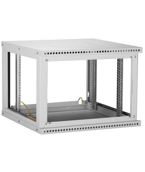 Шкафы и стойки: Настенный разборный шкаф TLK TWI-096060-R-G-GY 19", 9U, стеклянная дверь, Ш600хВ436хГ600мм, 2 пары монтажных направляющих, серый фотографии