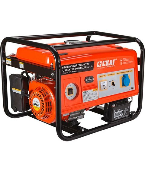 Электростанции: Установка генераторная бензиновая SKAT УГБ-3200Е 3.2/3.5 кВт, электростартер + ручной, бак 15 л, 10 ч фотографии