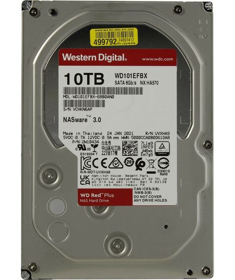 Жесткие диски: Жёсткий диск Western Digital 10 Tb Red Plus SATA 6Gb/s 3.5" 7200rpm 256Mb [WD101EFBX] фотографии