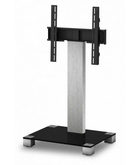 Тумбы и стойки для телевизоров: Стойка под телевизор Sonorous PL 2511-B-INX 1 полка, крепеж для ТВ, max нагрузка 50кг, поворот 35o, 1240х650х500мм  (ВхШхГ),  черное стекло / ножки стального цвета фотографии