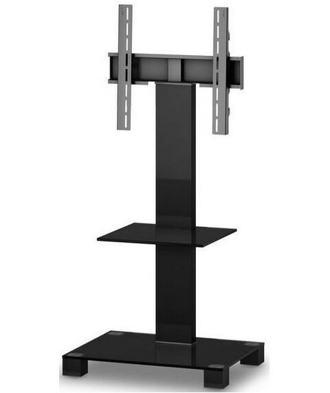 Тумбы и стойки для телевизоров: Стойка под телевизор Sonorous PL 2515-B-HBLK 2 полки, крепеж для ТВ, max нагрузка 50кг, поворот 35o, 1440х650х500мм  (ВхШхГ),  черное стекло / черные ножки фотографии