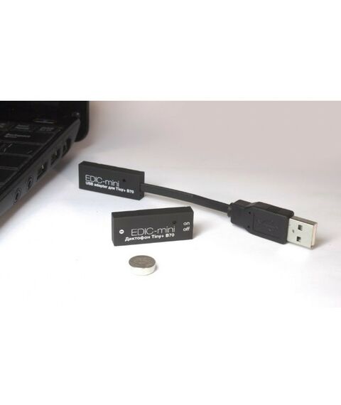 Цифровые диктофоны: Цифровой диктофон Edic-mini Tiny+ B70-75HQ пластик, размер 7*15*37мм, вес 7г, автономность до 12ч, батарейка фотографии