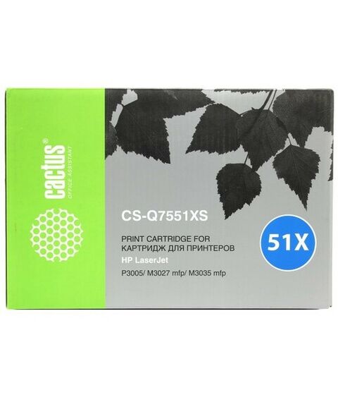 Для HP (совместимые):  Cactus CS-Q7551XS для HP LJ P3005/M3027/M3035, 13000 стр., черный фотографии