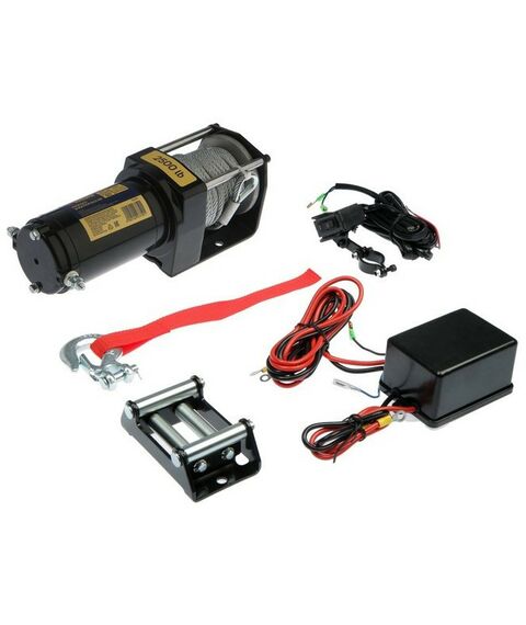 Лебедки, тали, тельферы: Лебедка электрическая TUNDRA 2500 lb 12/24V, 1.1 т, 1.2 л.с., до 3.3 м/мин, 4.8 мм х 12 м фотографии