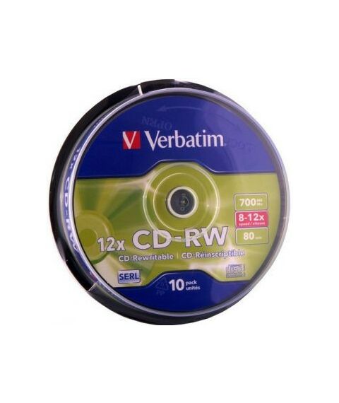 CD-R/RW диски: Диски CD-RW Verbatim 700Mb 12x уп.10 шт., на шпинделе [43480] фотографии