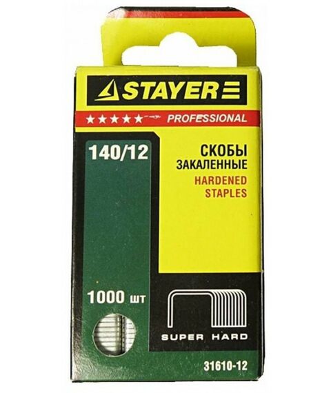 Скобы для степлера: Скобы для степлера широкие STAYER 31610-12 12 мм  тип 140, 1000 шт фотографии
