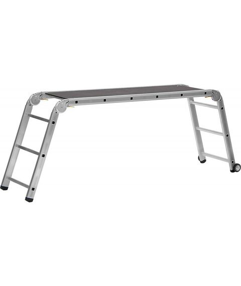 Стремянки и лестницы: Профессиональные рабочие подмости СИБИН ПРП-36 алюминиевые, 3х6х3 ступени, складные с колесами и съемной площадкой [38845] фотографии