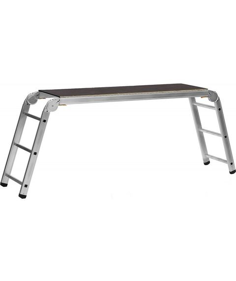 Стремянки и лестницы: Рабочие подмости СИБИН РП-36 алюминиевые, 3х6х3 ступени, складные с фиксированной площадкой [38843] фотографии