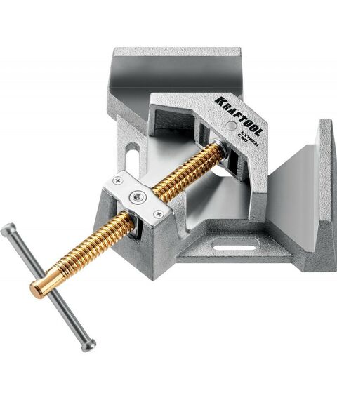 Тиски, струбцины, наковальни, верстаки: Экстрамощная стальная угловая струбцина для сварочных работ KRAFTOOL EXTREM C90 Две опорные поверхности по 88 мм, глубина зажима 90 мм [32201] фотографии
