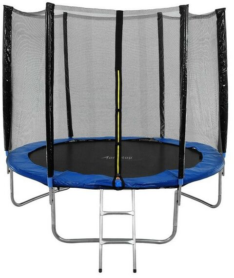 Батуты: Батут ONLITOP d=244 см с внешней защитной сеткой и лестницей, цвет синий фотографии