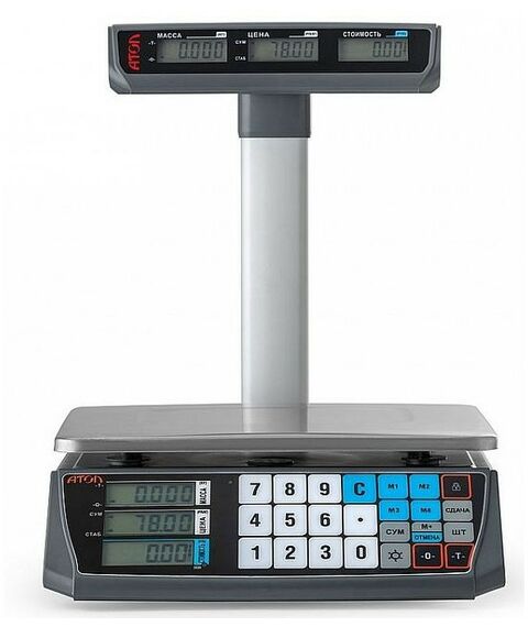Весовое оборудование: Весы торговые АТОЛ MARTA со стойкой, СОМ порт, кабель USB-RS, кабель RS-232, лицензия FDU, с поверкой [45036] фотографии