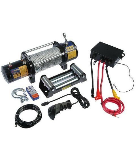 Лебедки, тали, тельферы: Лебедка электрическая TUNDRA 4.3 т (9500 lb) 12/24V, 5.5 л.с., до 9.8 м/мин, 8.3 мм х 28 м фотографии