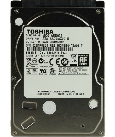 Жесткие диски для ноутбуков: Жесткий диск для ноутбука Toshiba 320 Gb SATA-II 2.5" 5400rpm 8Mb [MQ01ABD032] фотографии