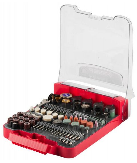 Прямошлифовальные машины (граверы): Набор мини-насадок для гравировальных машин Зубр 35902-H238 238 предметов фотографии