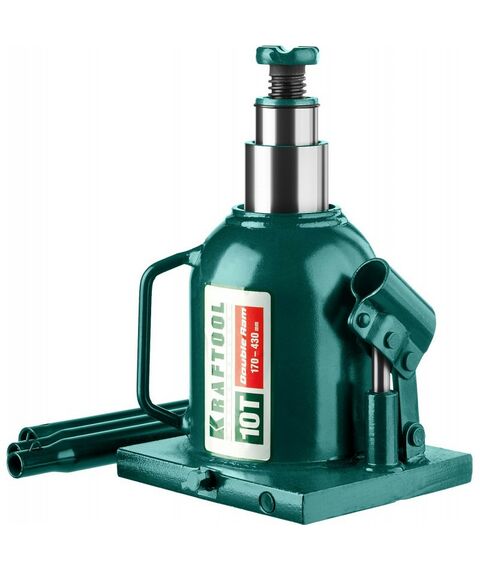 Домкраты: Домкрат двухштоковый бутылочный KRAFTOOL DOUBLE RAM 10т 170-430мм с увеличенным подъемом [43463-10] фотографии