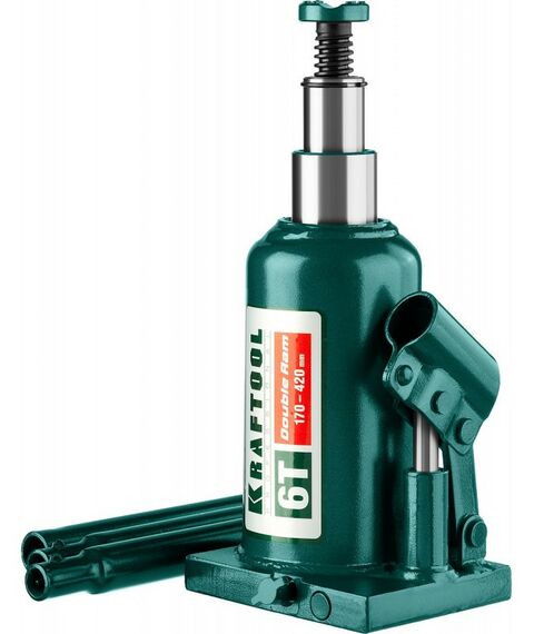 Домкраты: Домкрат двухштоковый бутылочный с увеличенным подъемом KRAFTOOL DOUBLE RAM 6т 170-420мм [43463-6] фотографии